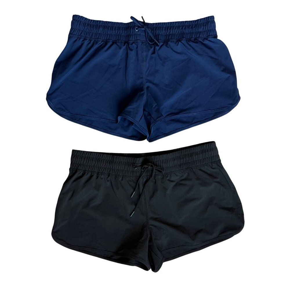 2 Lands End Shorts New Size 14 Quick Dry 3" Short Navy & Black Swim
